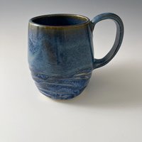 Handmade Ceramic Blue Carved Mug