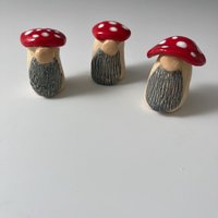 Assorted Ceramic Mushroom Gnomes - Hand sculpted
