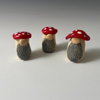 Assorted Ceramic Mushroom Gnomes - Hand sculpted
