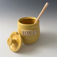 Handmade Ceramic Honey Jar - vibrant yellow