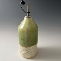 Handmade Ceramic Oil or Vinegar Dispenser - spearmint green
