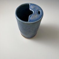 Handmade Ceramic Blue Green Matte Travel Mug