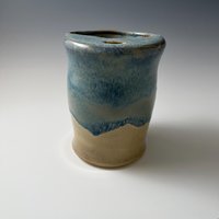 Handmade Ceramic Blue and Cream Travel Mug
