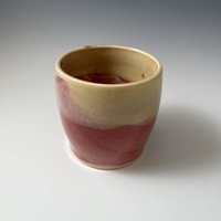 Handmade Rasberry Red and Cream Ceramic Tumbler