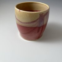 Handmade Rasberry Red and Cream Ceramic Tumbler