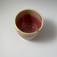Handmade Rasberry Red and Cream Ceramic Tumbler