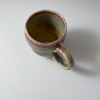 Small Handmade Ceramic Raspberry Red and Maple Sugar Glazed Mug