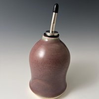 Handmade Ceramic Oil or Vinegar Dispenser - Purple Aubergine