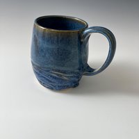 Handmade Ceramic Blue Carved Mug