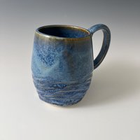 Handmade Ceramic Blue Carved Mug