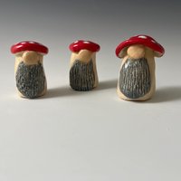 Assorted Ceramic Mushroom Gnomes - Hand sculpted