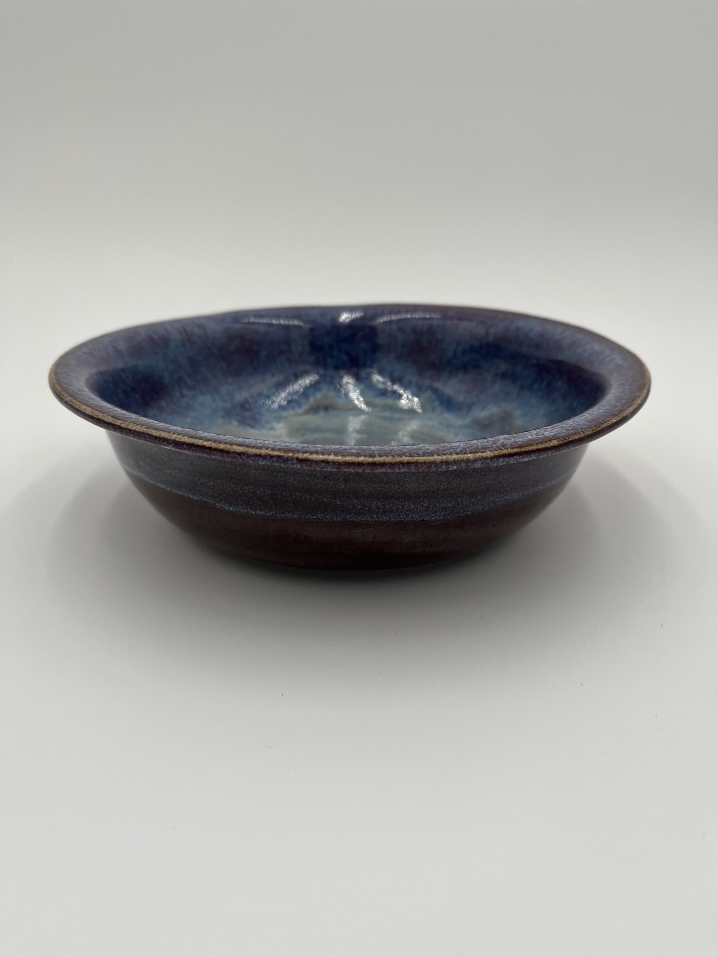 Handmade Purple and Blue Ceramic Rimmed Bowl
