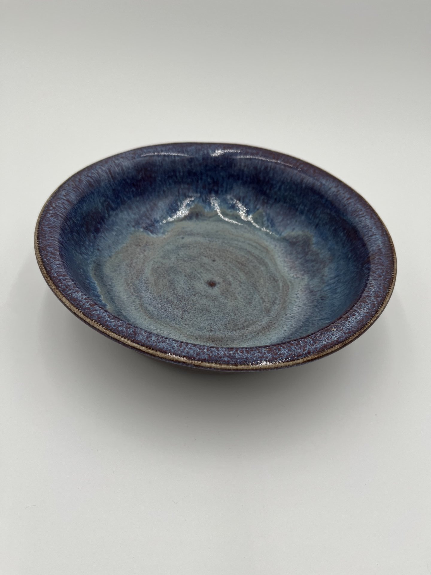 Handmade Purple and Blue Ceramic Rimmed Bowl