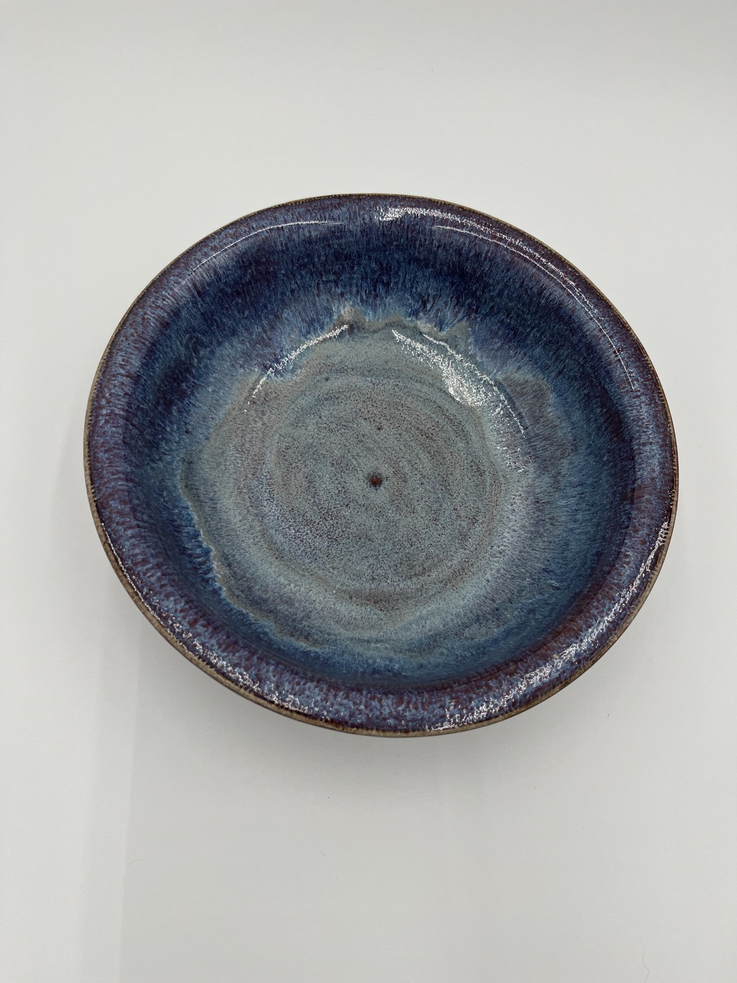Handmade Purple and Blue Ceramic Rimmed Bowl