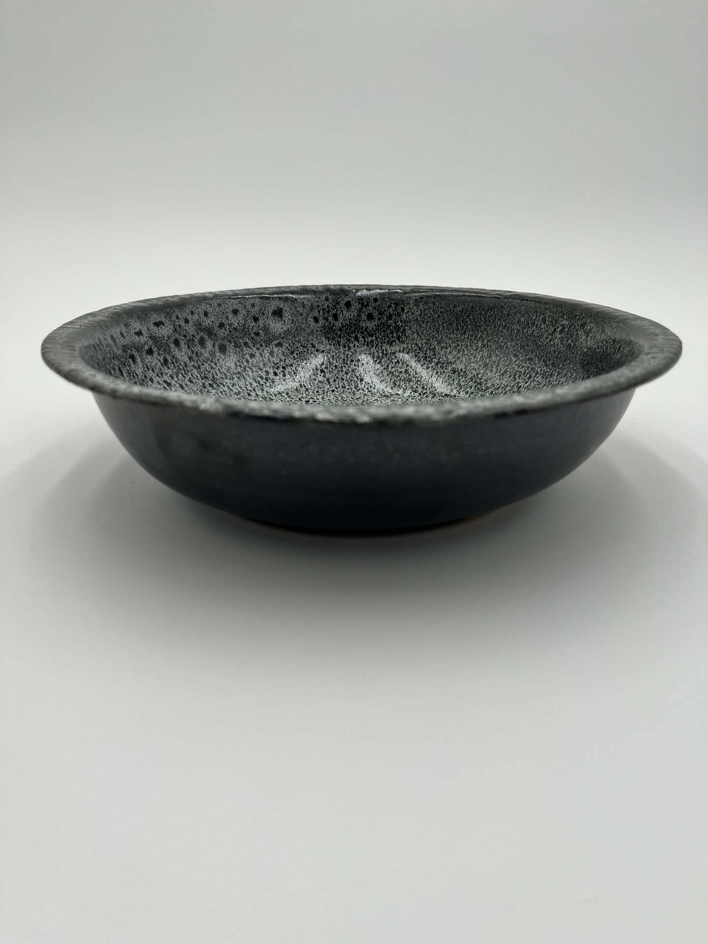 Handmade Black and White Rimmed Ceramic Bowl