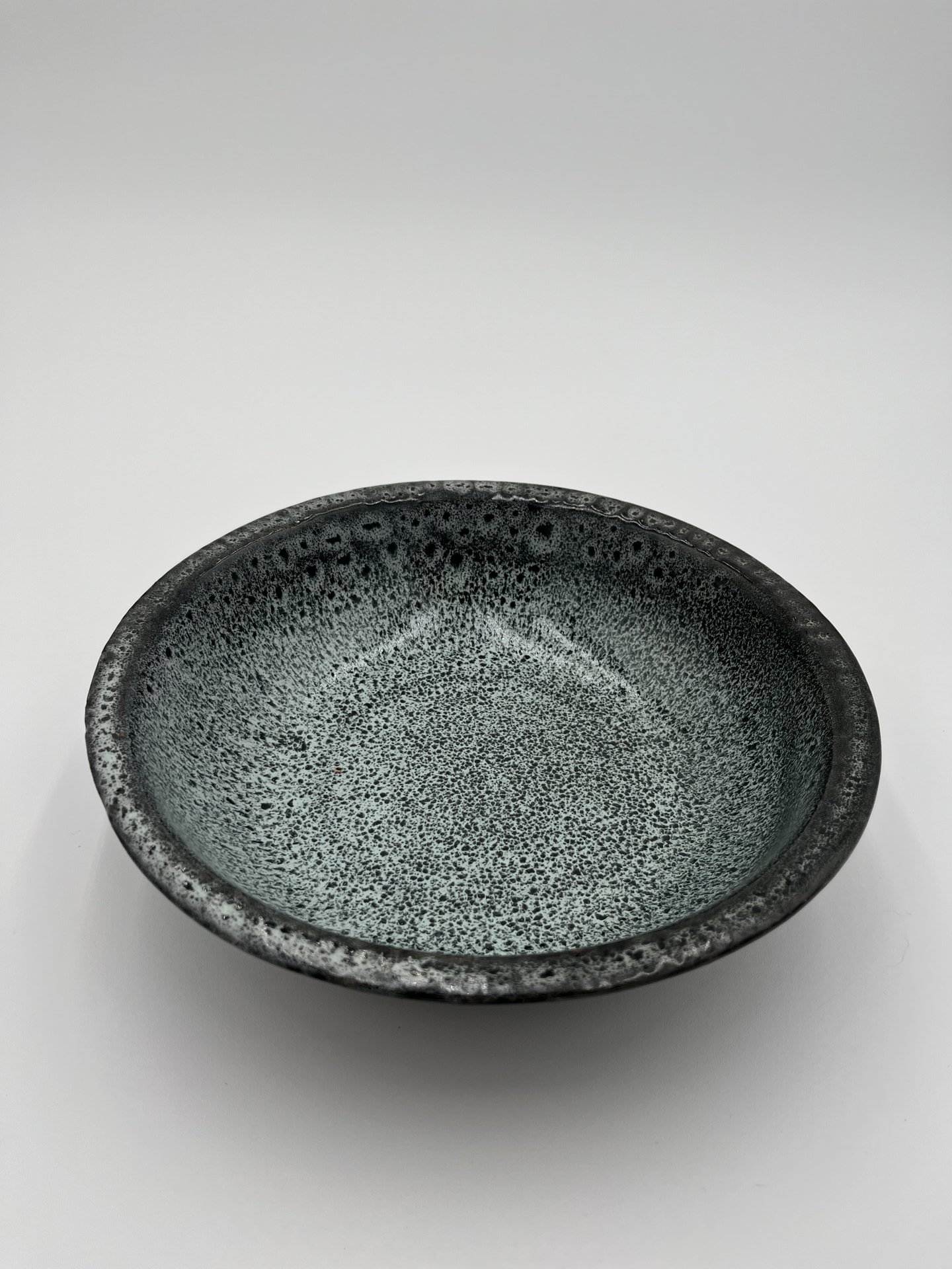 Handmade Black and White Rimmed Ceramic Bowl