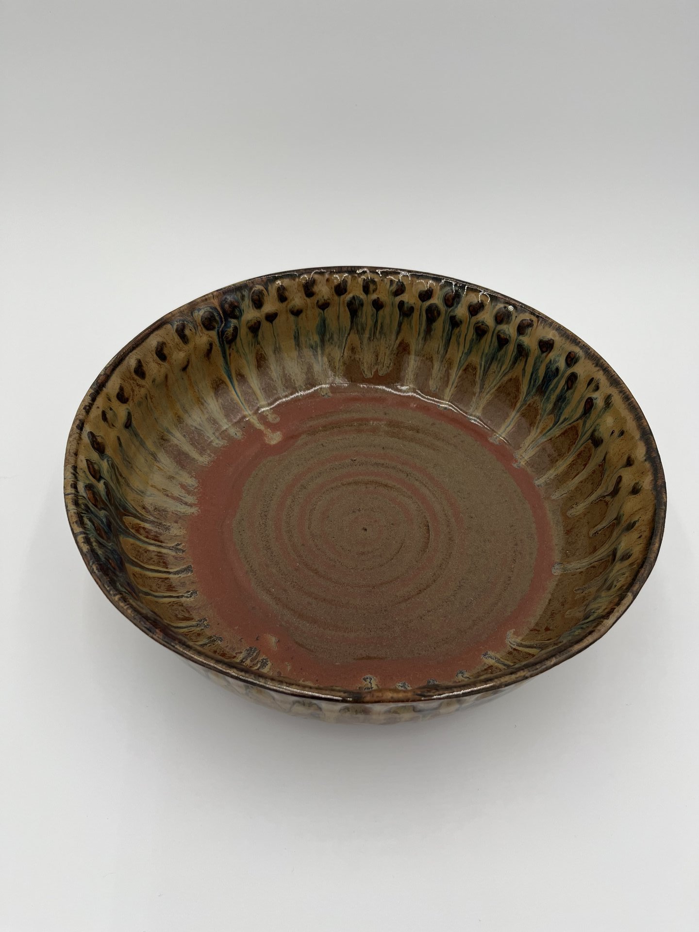 Large Handmade Earthy Red and Honey Ceramic Bowl