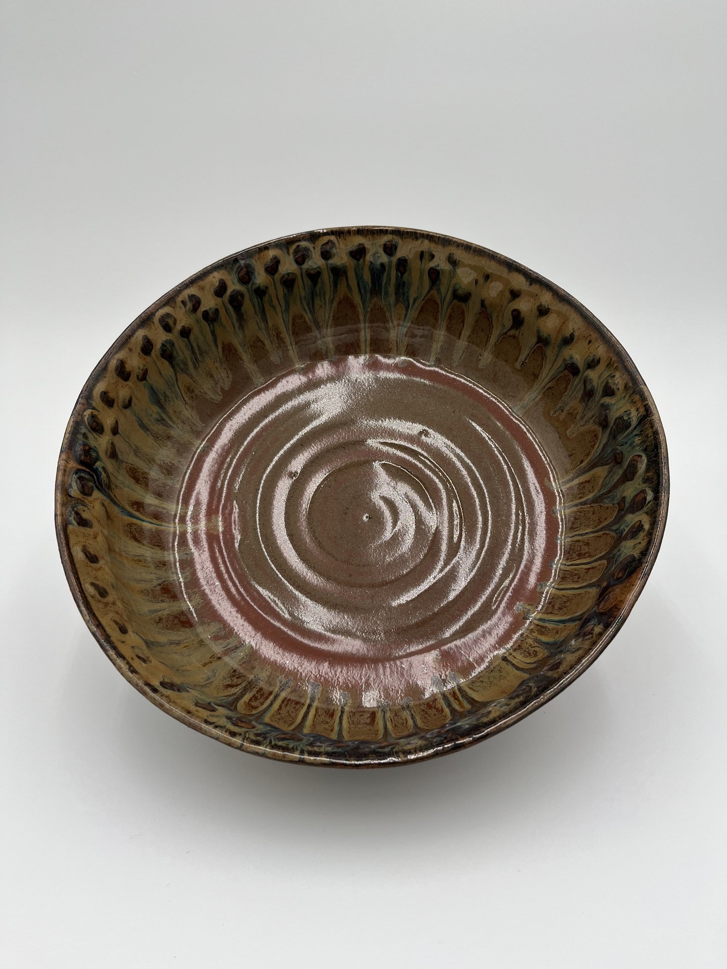 Large Handmade Earthy Red and Honey Ceramic Bowl