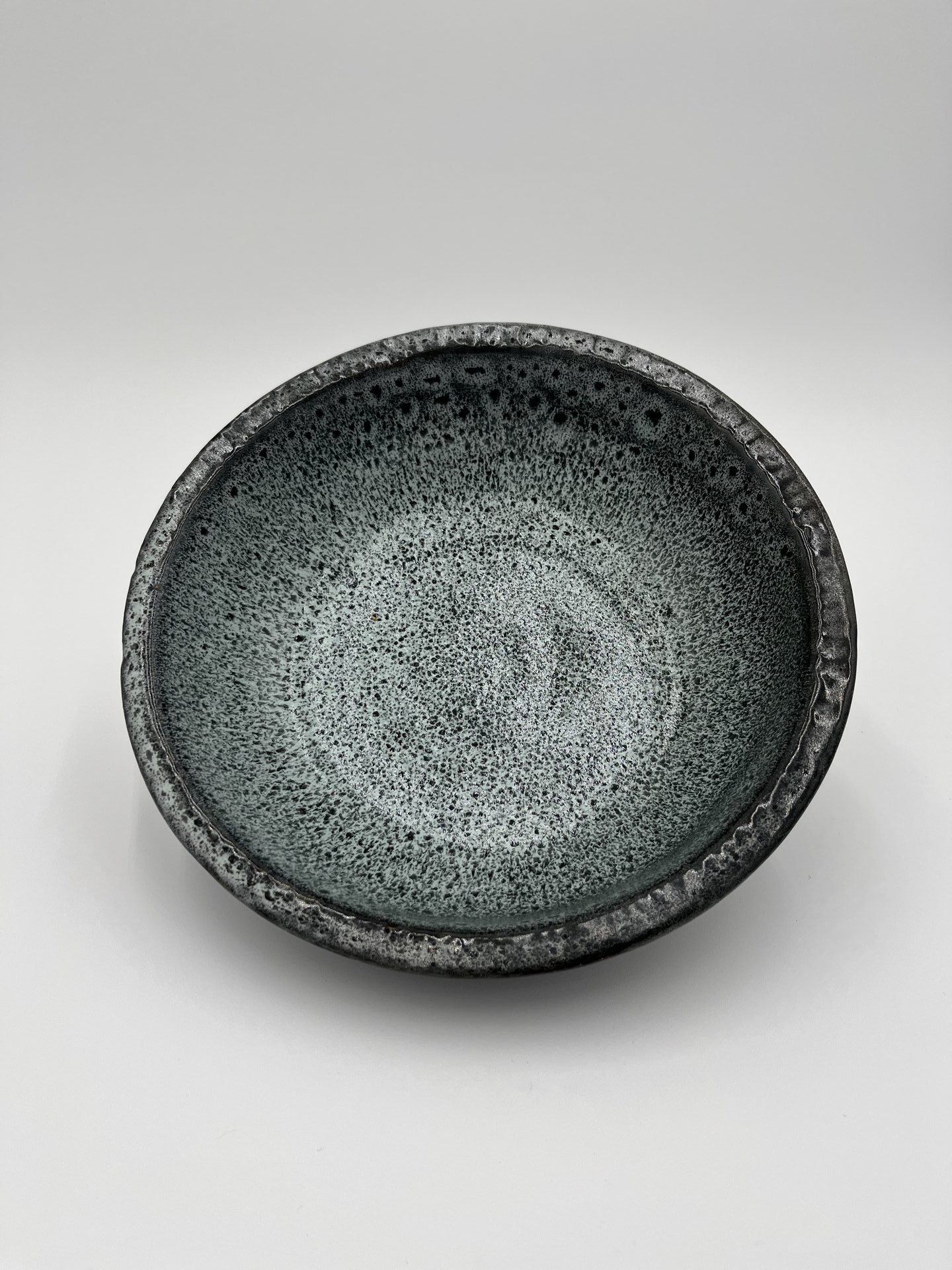 Handmade Black and White Rimmed Ceramic Bowl