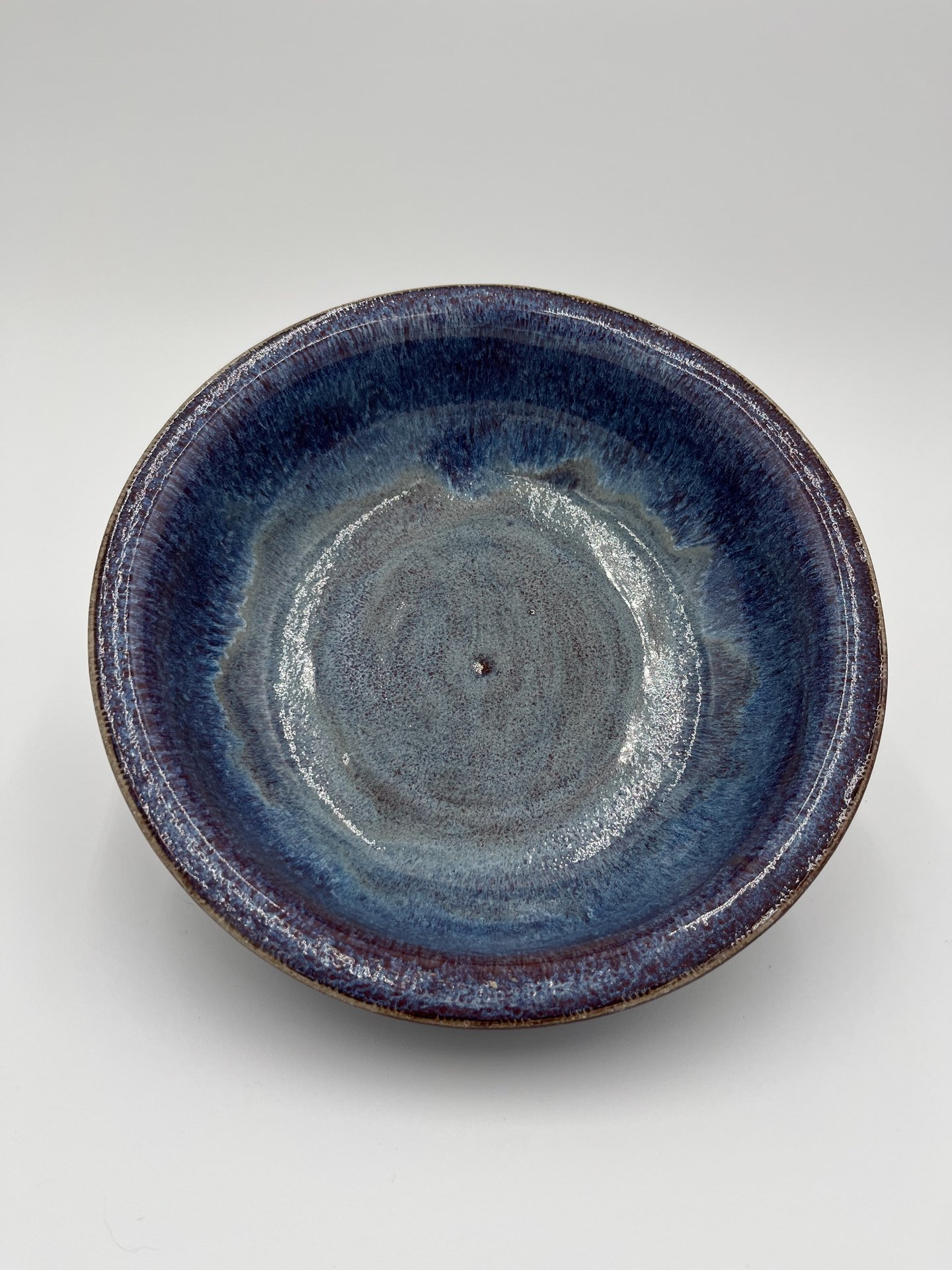 Handmade Purple and Blue Ceramic Rimmed Bowl