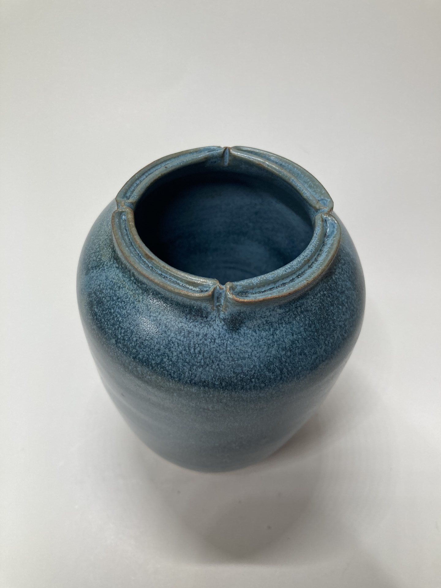 Small Blue Fluted Vase