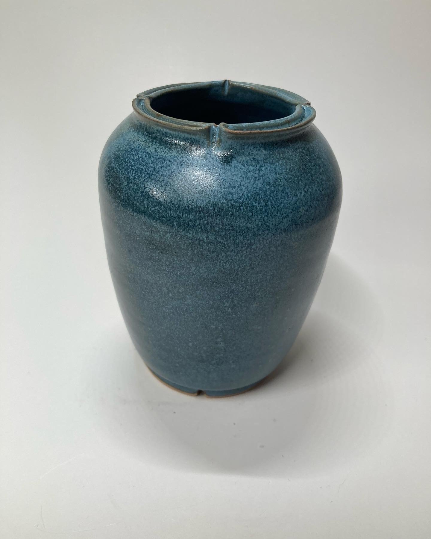 Small Blue Fluted Vase