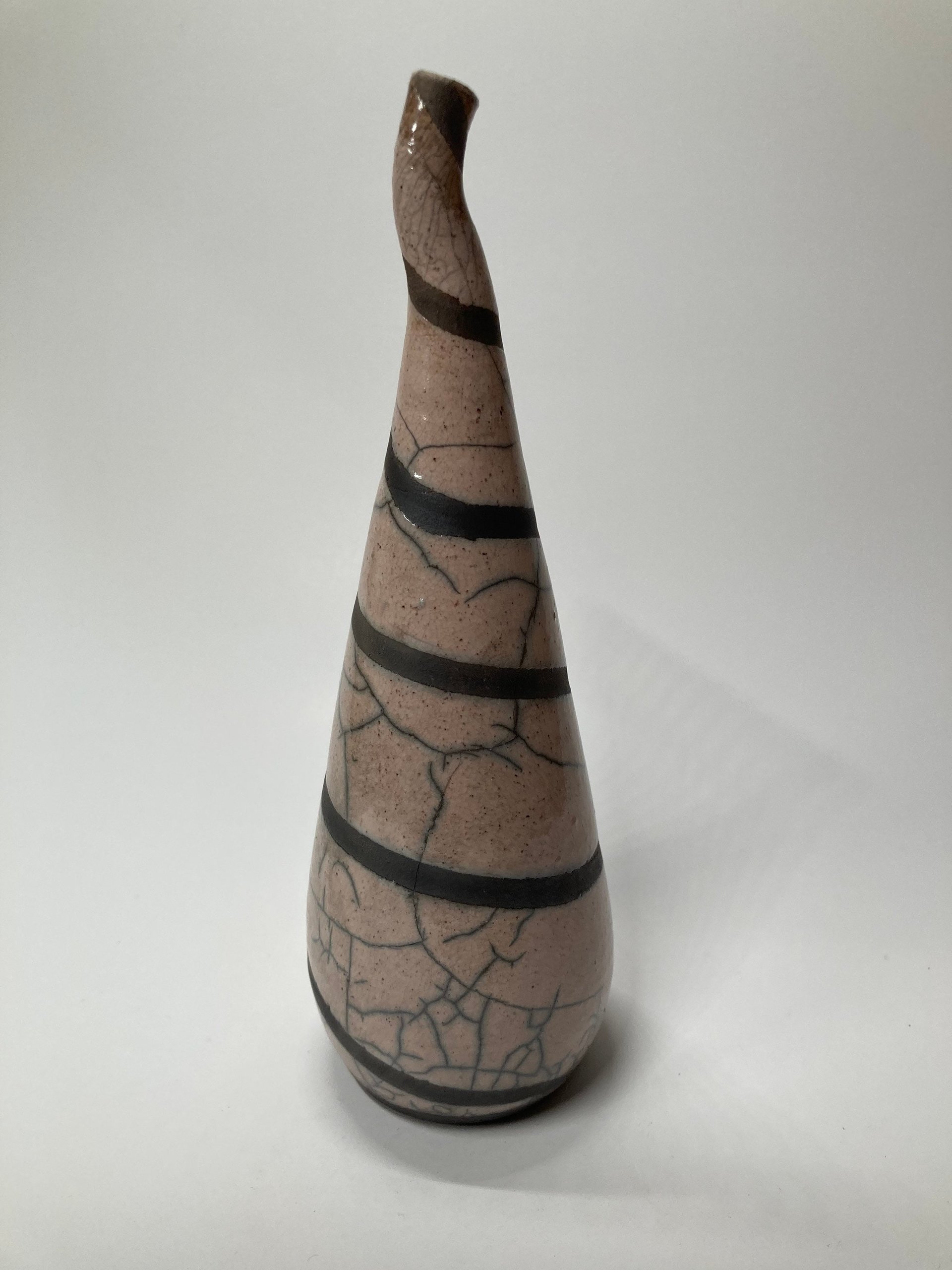 White Crackle Ceramic vase - Raku fired