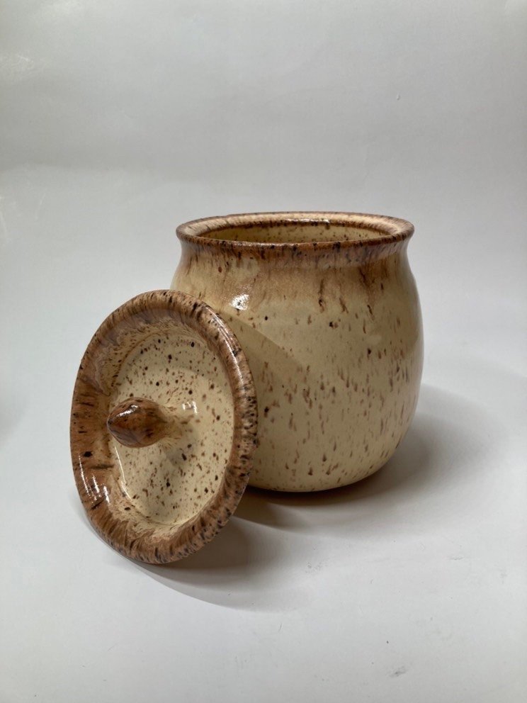 Yellow Ceramic Lidded Jar