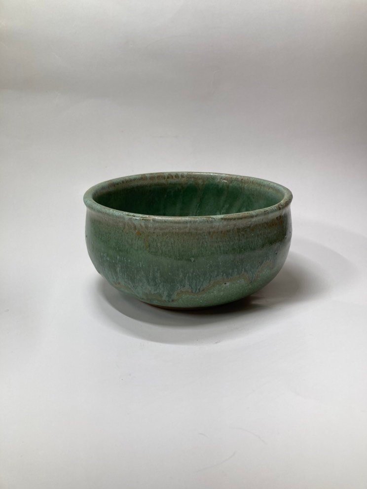 Handmade Green and Honey Ceramic Bowl