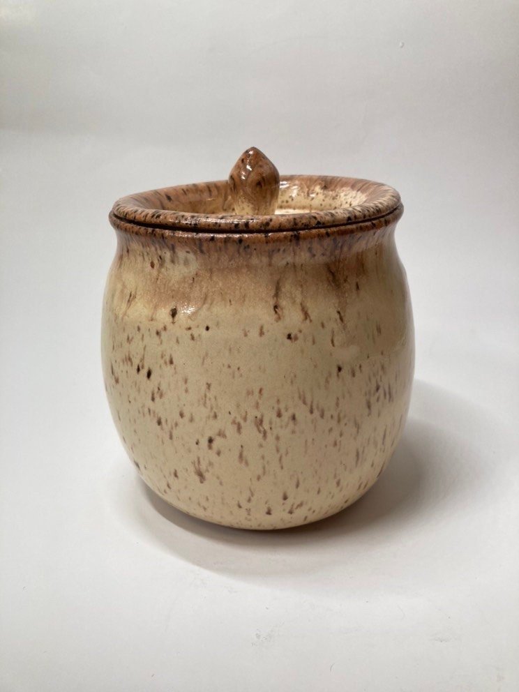 Yellow Ceramic Lidded Jar