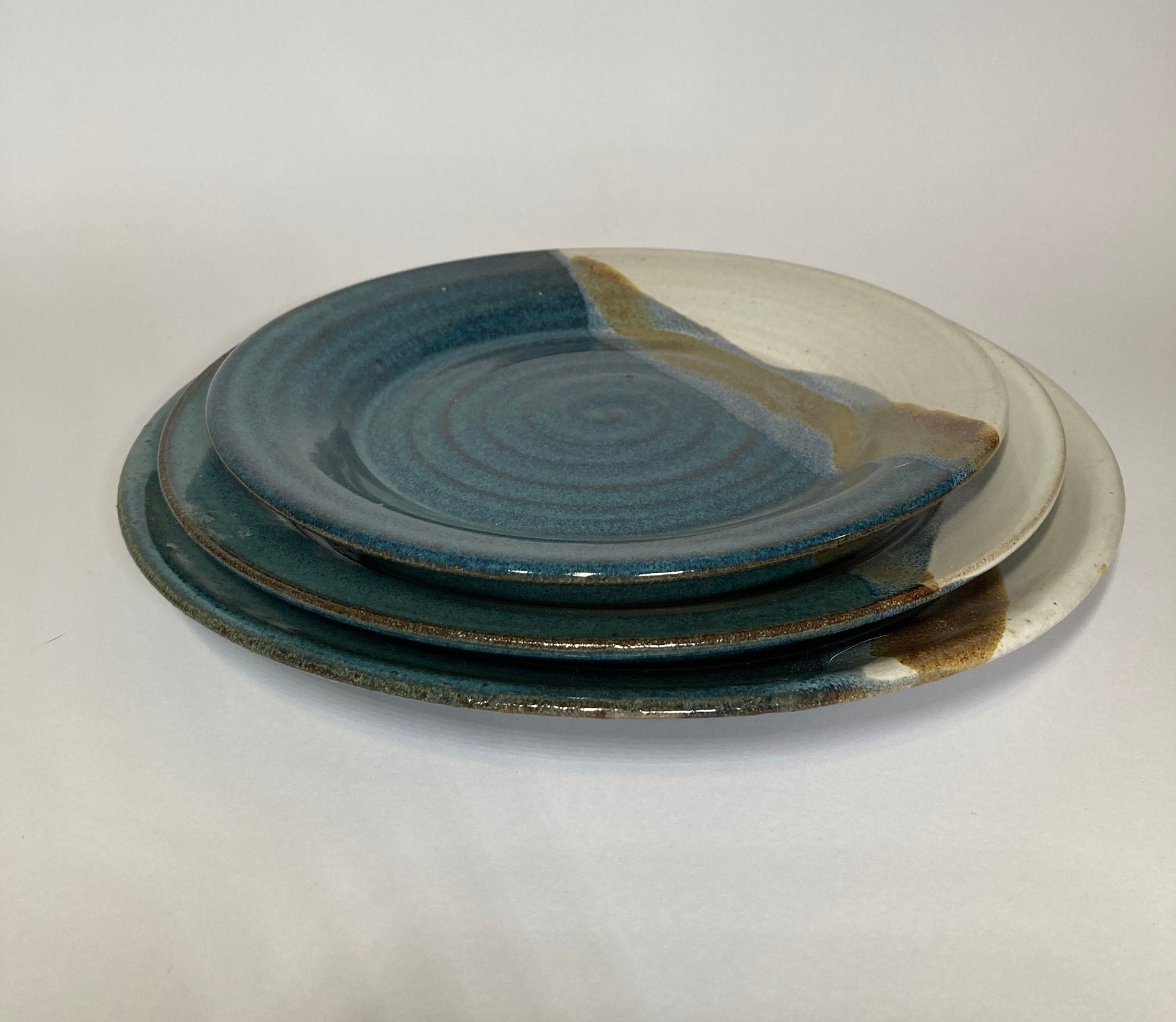 Handmade three piece ceramic plate set