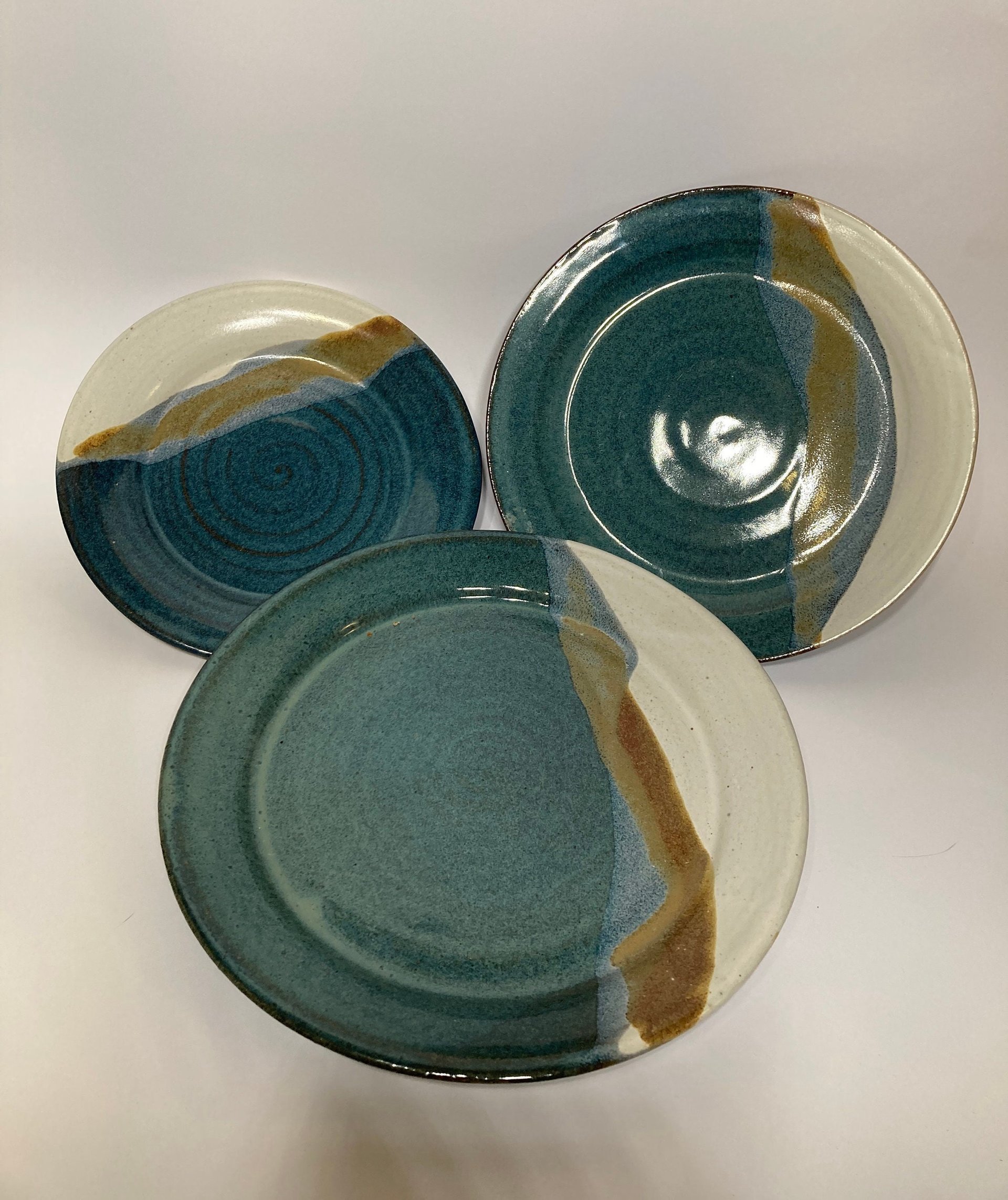 Handmade three piece ceramic plate set
