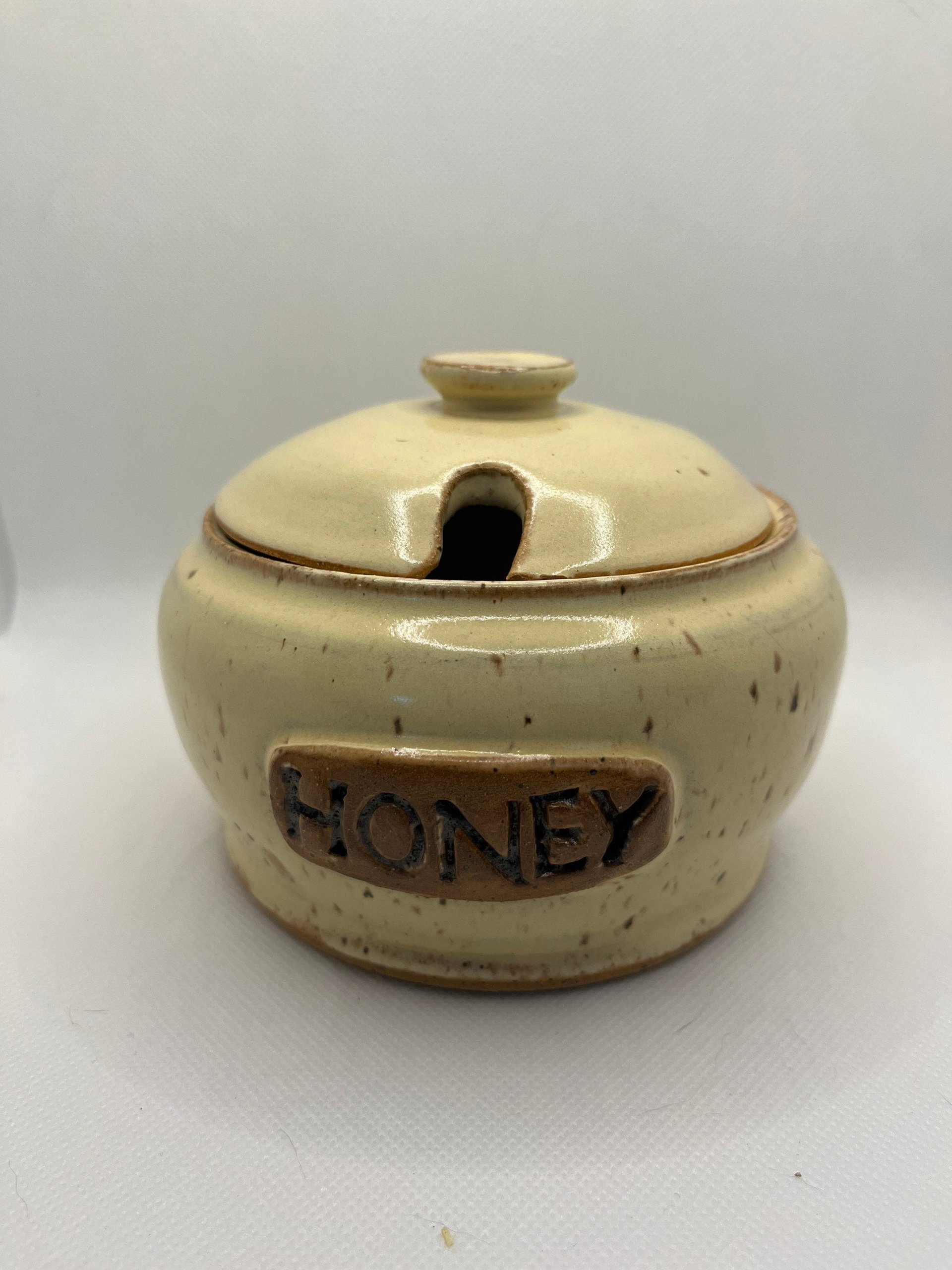 Handmade Yellow Ceramic Honey Jar