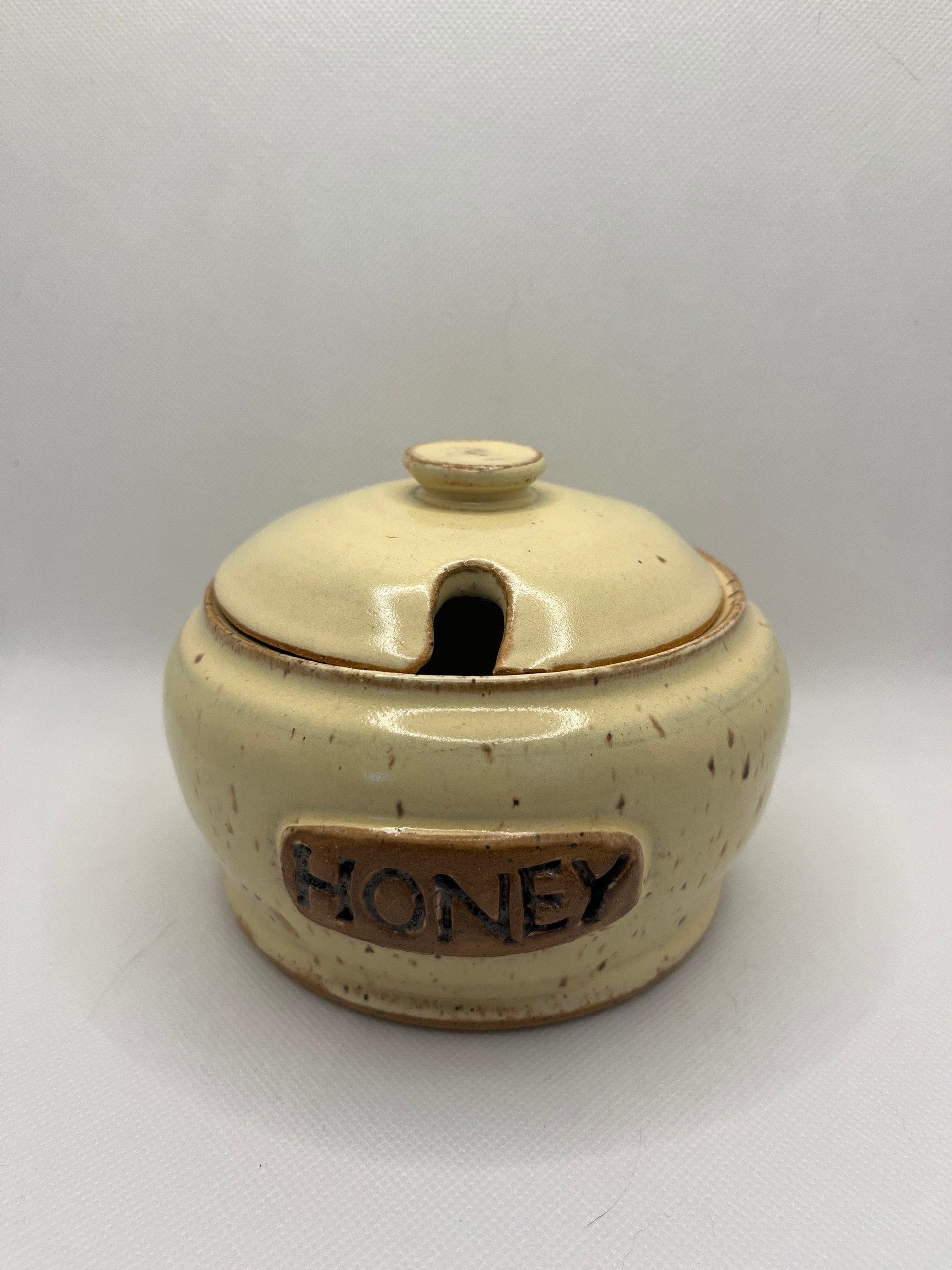 Handmade Yellow Ceramic Honey Jar