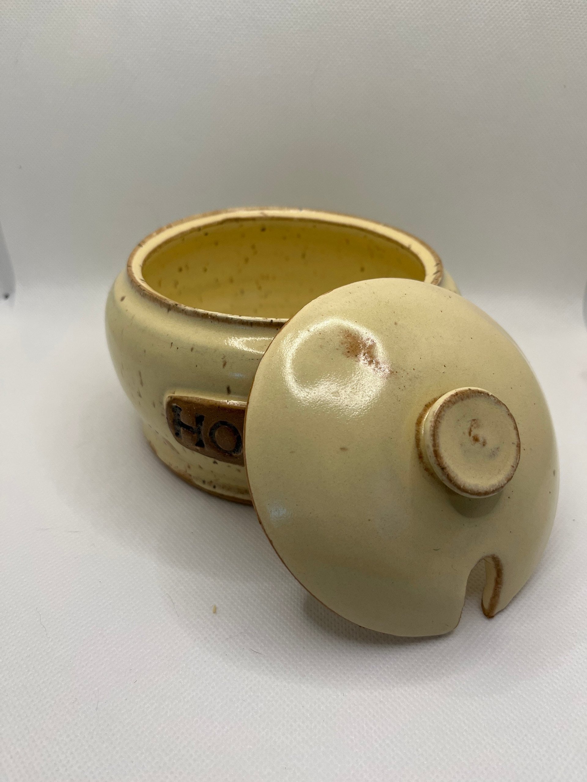 Handmade Yellow Ceramic Honey Jar