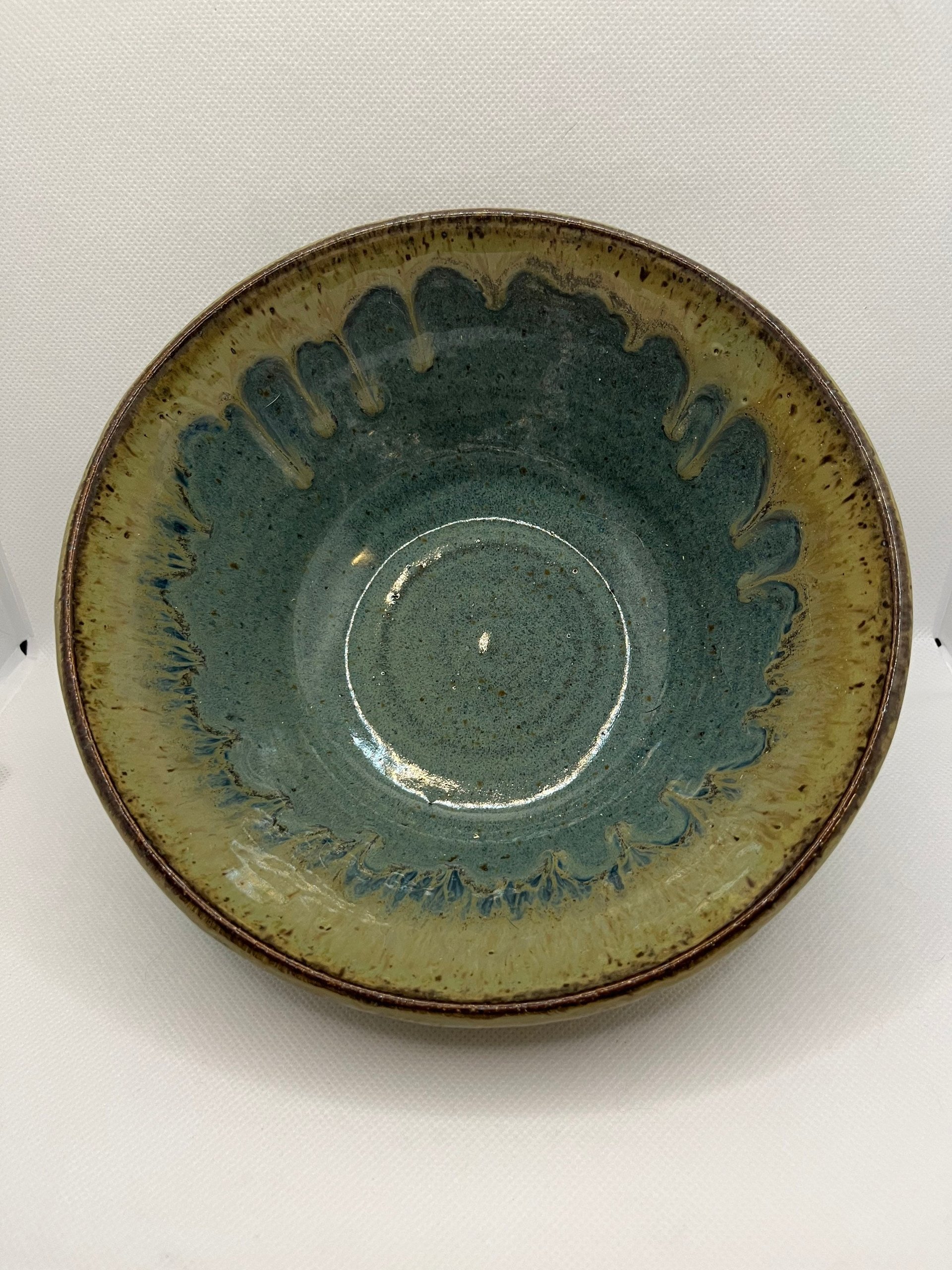 Handmade Blue and Honey Ceramic Bowl