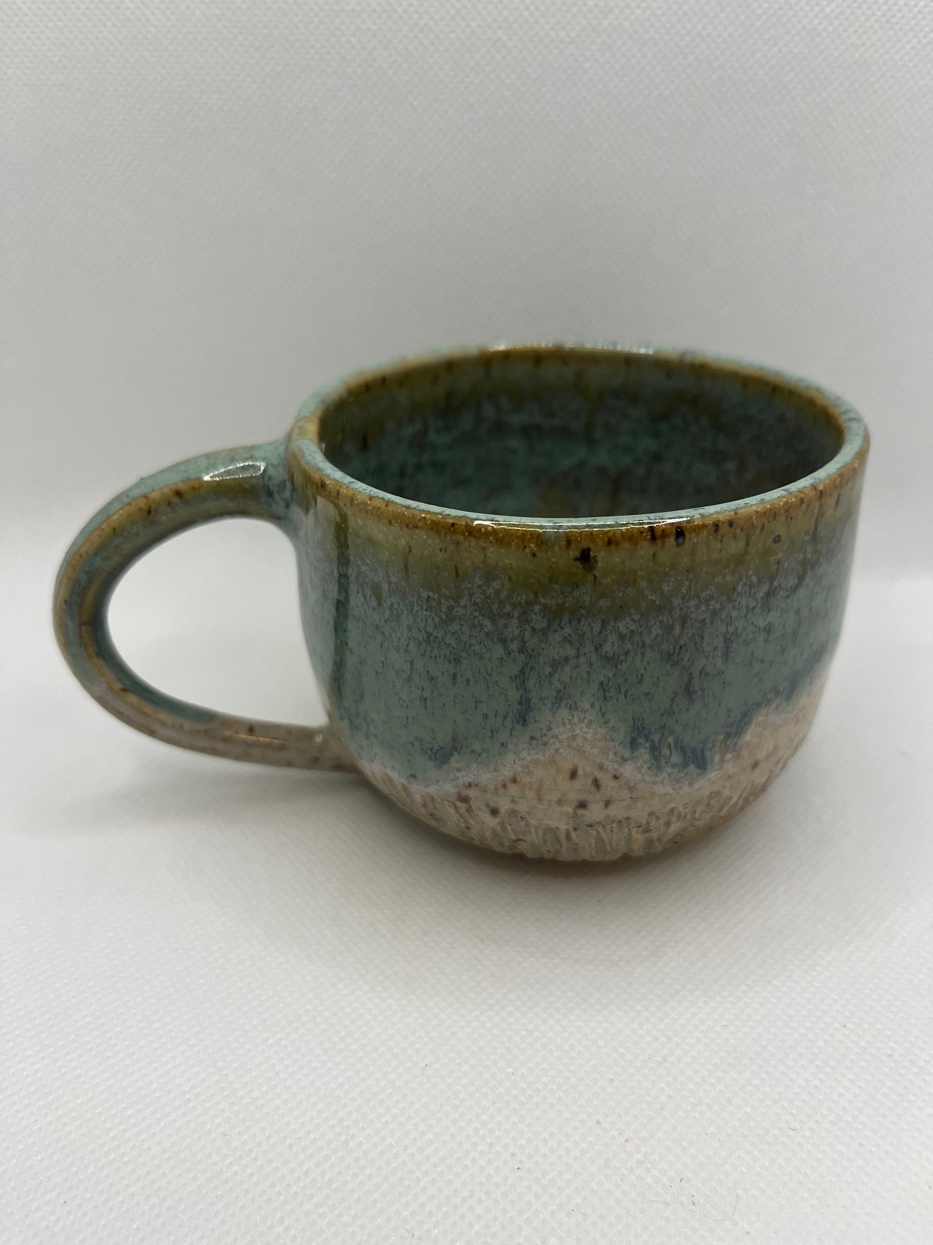 Handmade Ceramic Green and White Mug