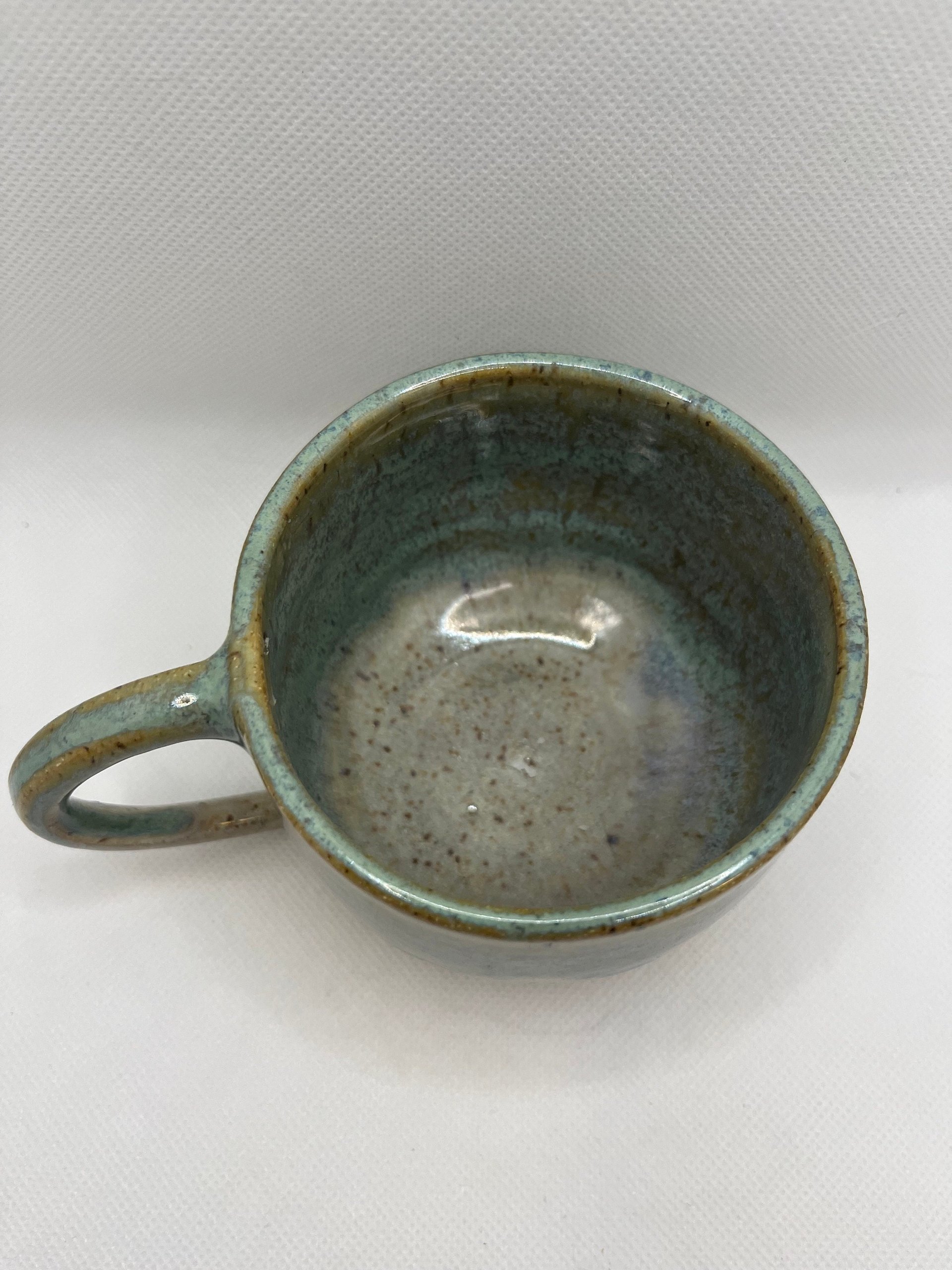 Handmade Ceramic Green and White Mug