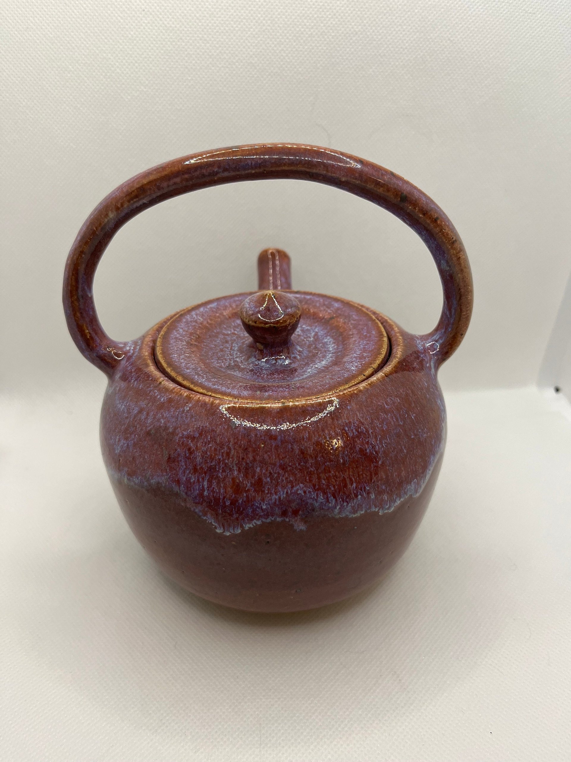 Handmade Plum and White Ceramic Teapot