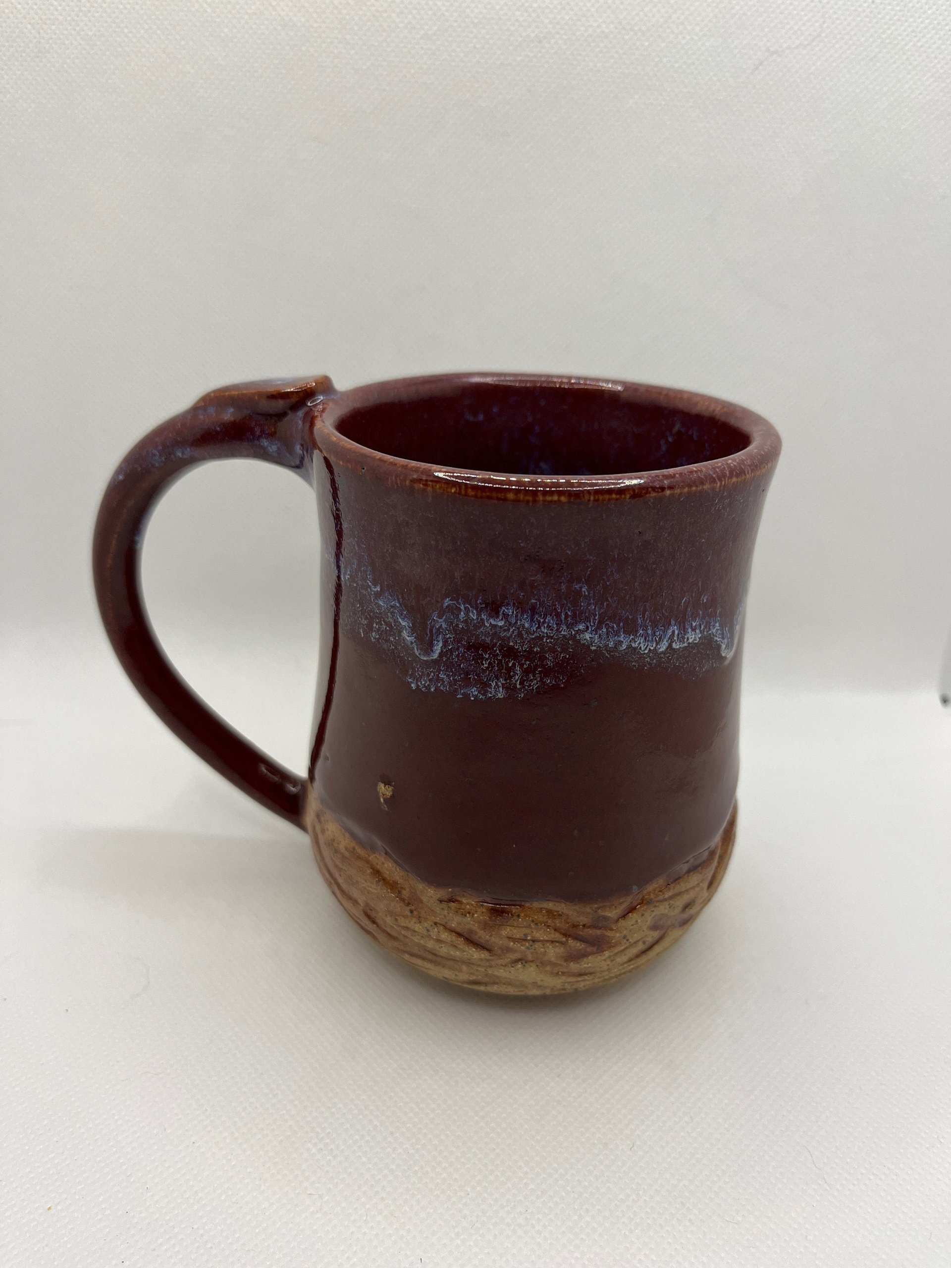 Handmade Ceramic Firebrick Red Carved Mug
