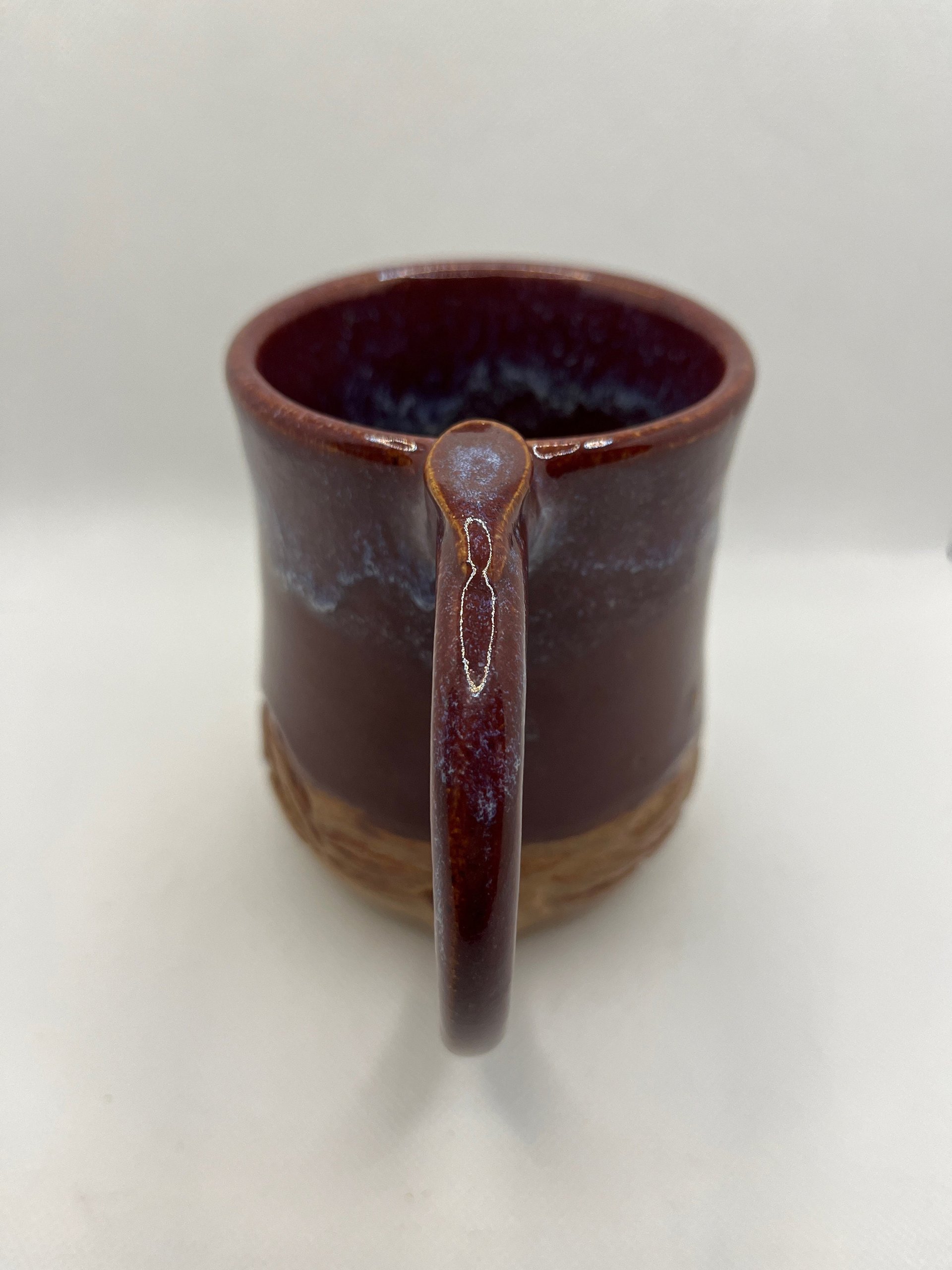 Handmade Ceramic Firebrick Red Carved Mug