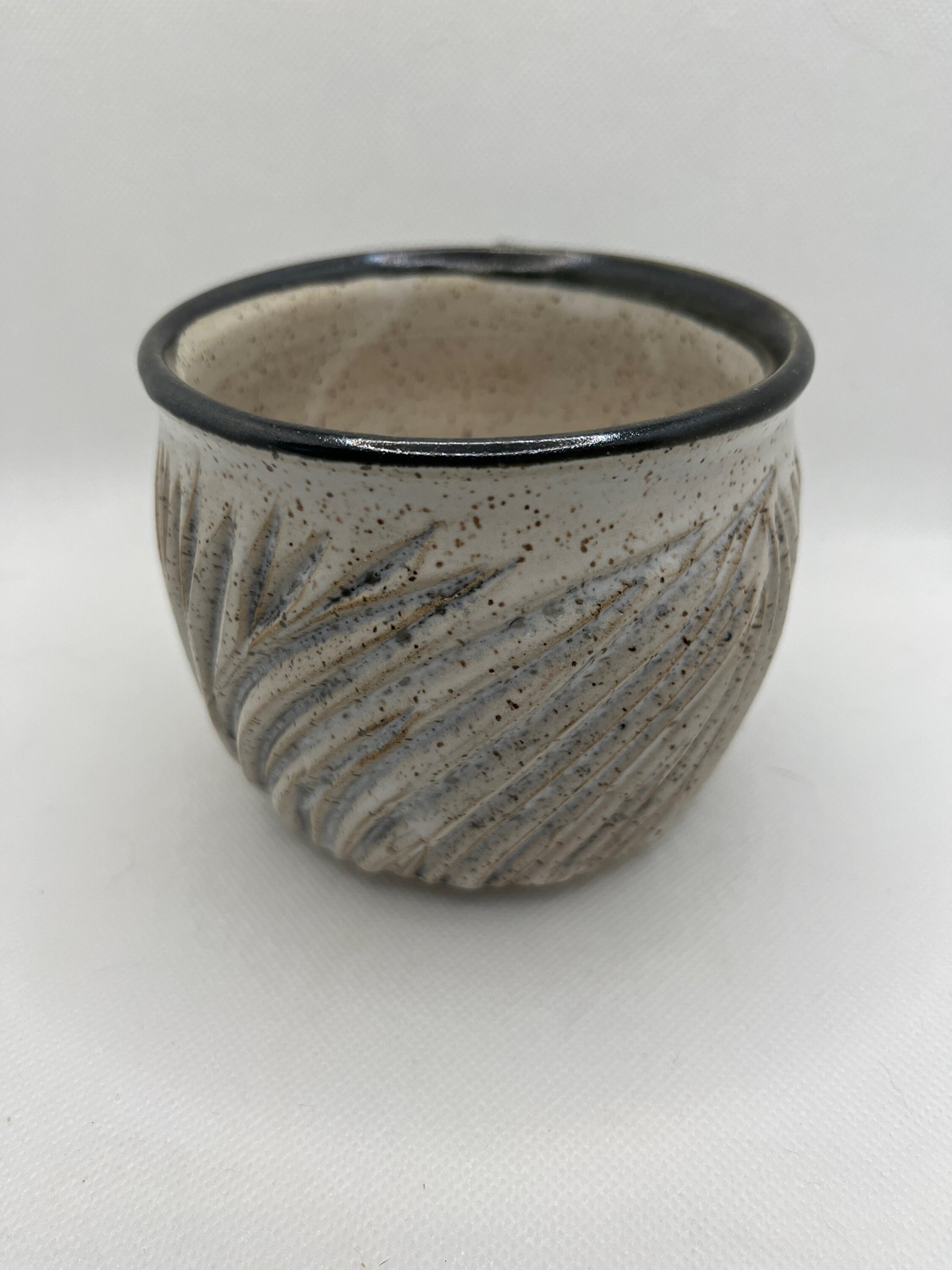 Handmade Carved Ceramic Black and White Mug
