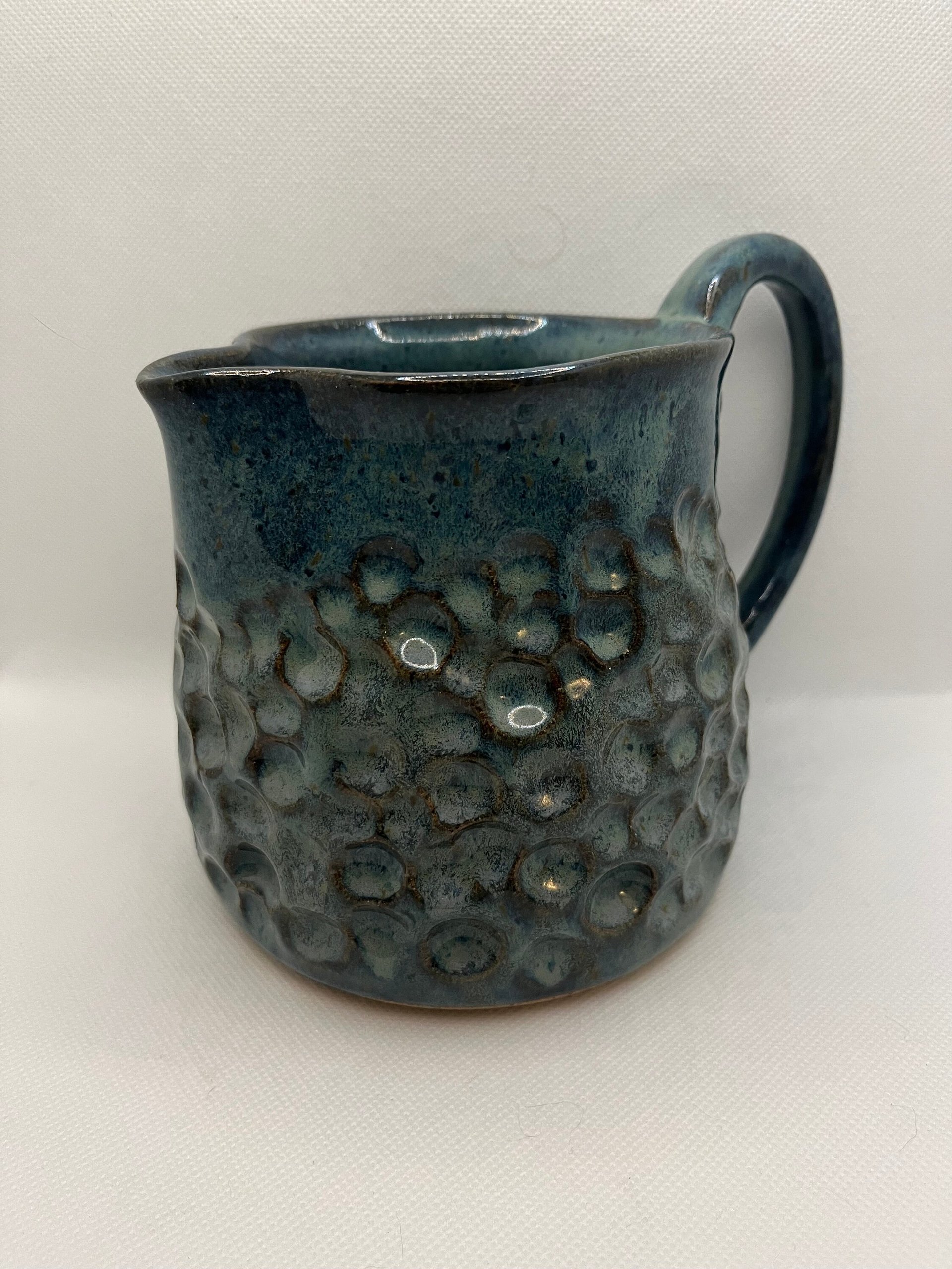 Handmade Blue Polka-dot Ceramic Pitcher