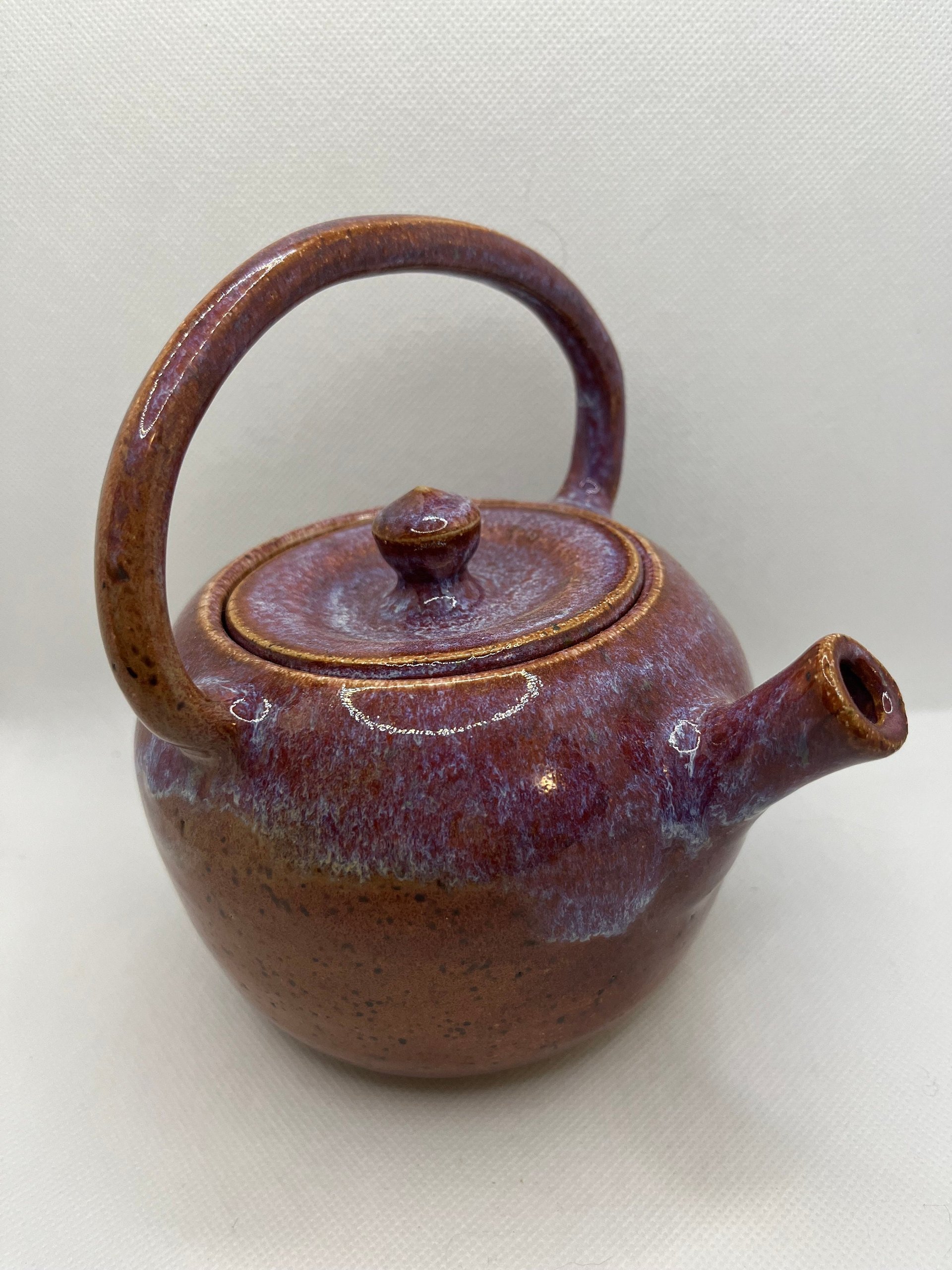 Handmade Plum and White Ceramic Teapot