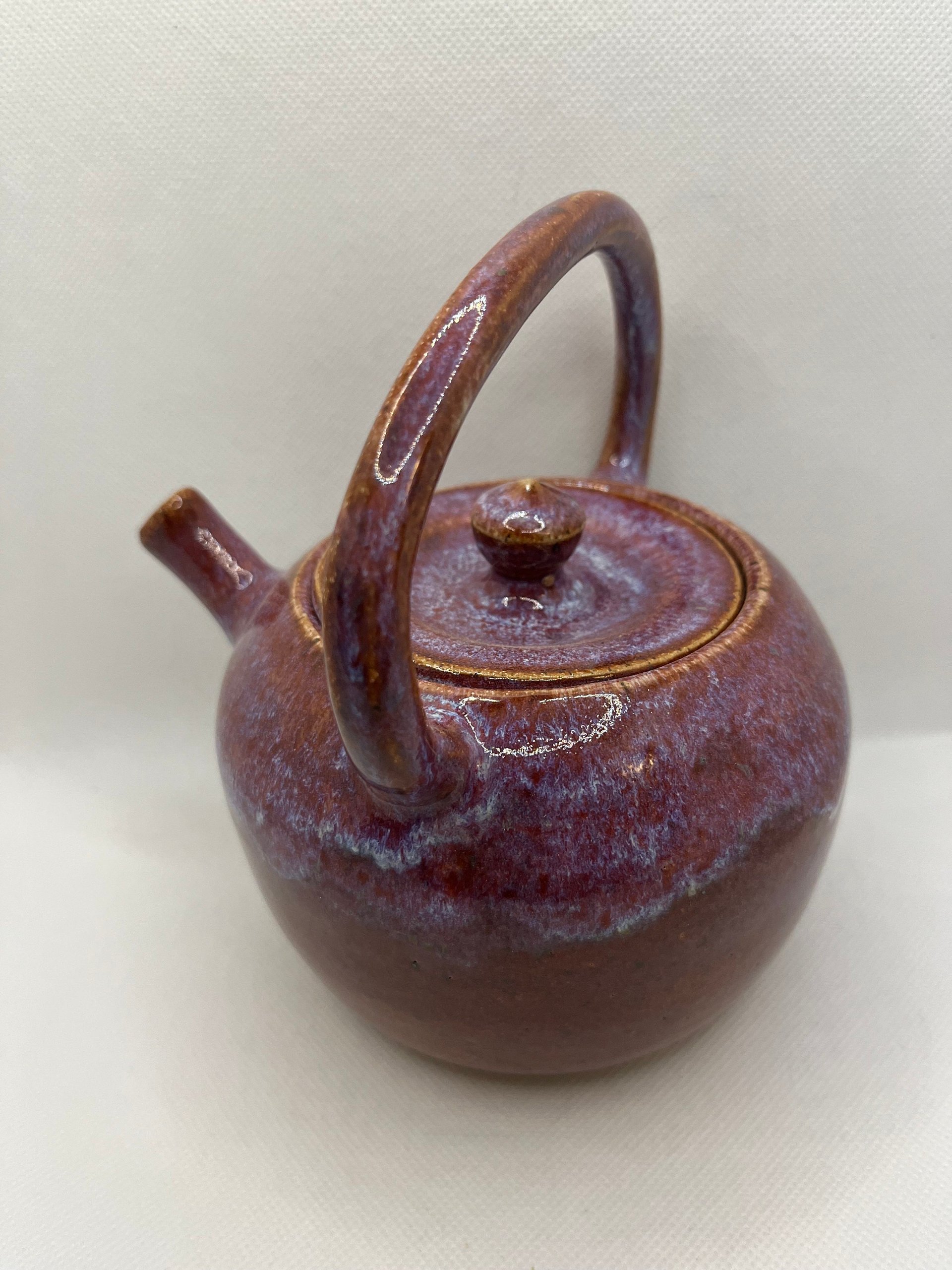 Handmade Plum and White Ceramic Teapot