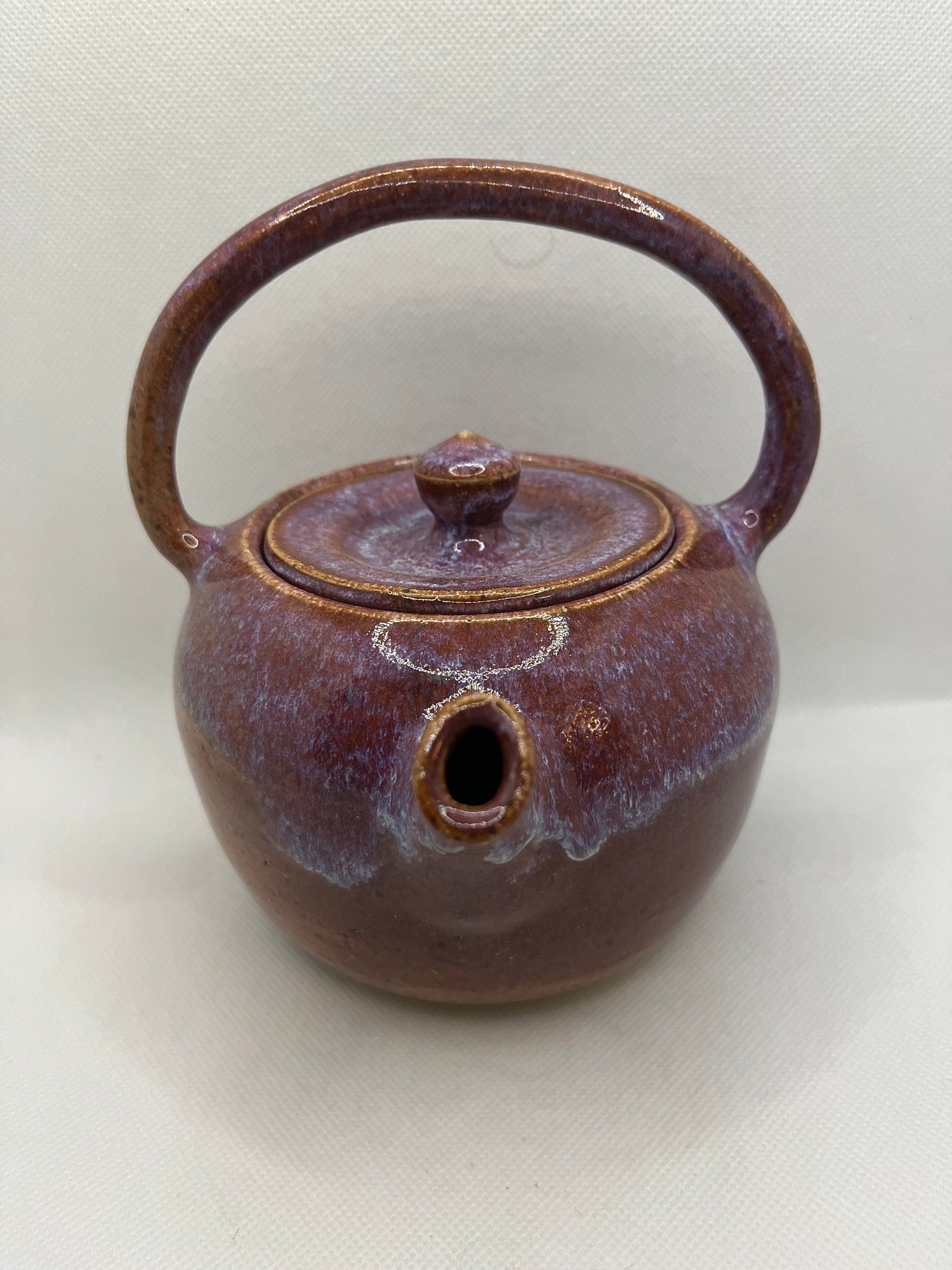 Handmade Plum and White Ceramic Teapot