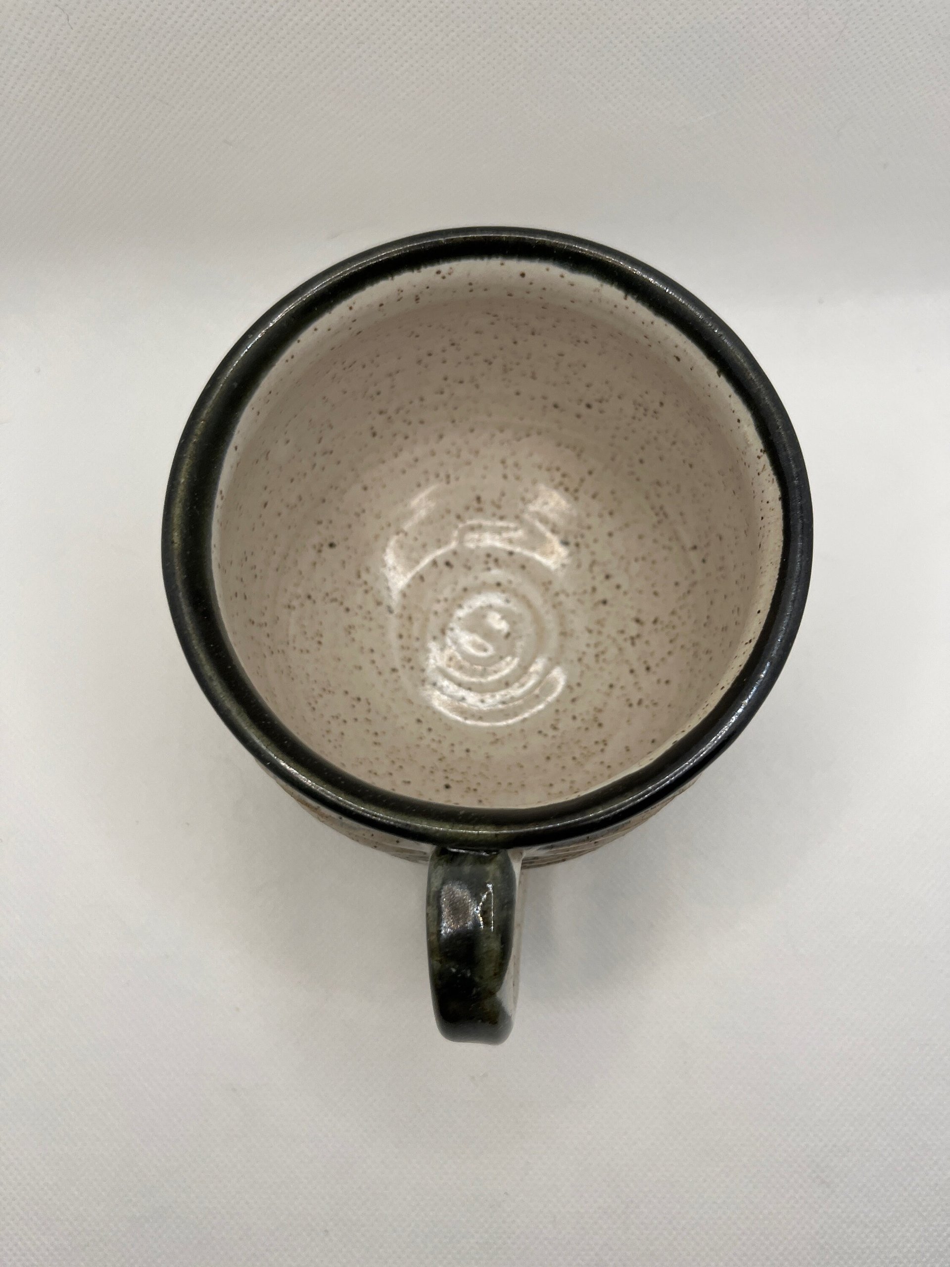 Handmade Carved Ceramic Black and White Mug