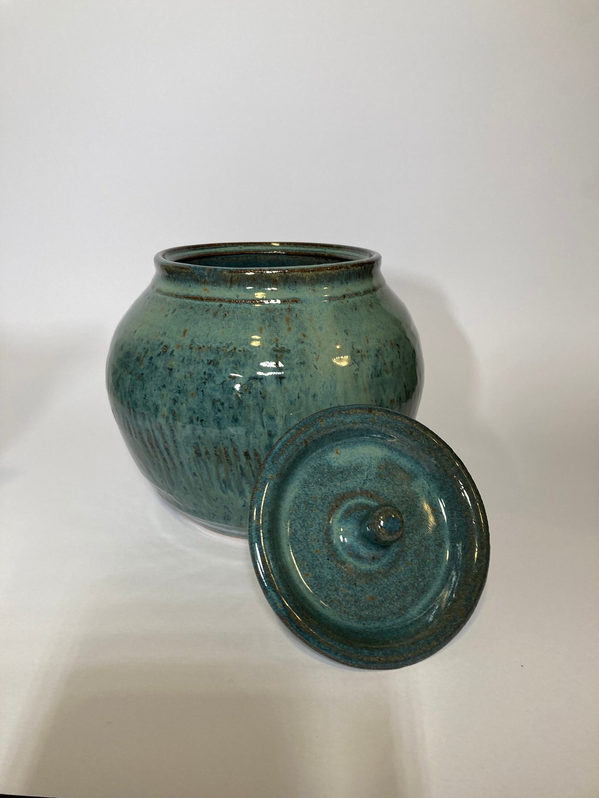 Hand-made Blue Ceramic Lidded Jar