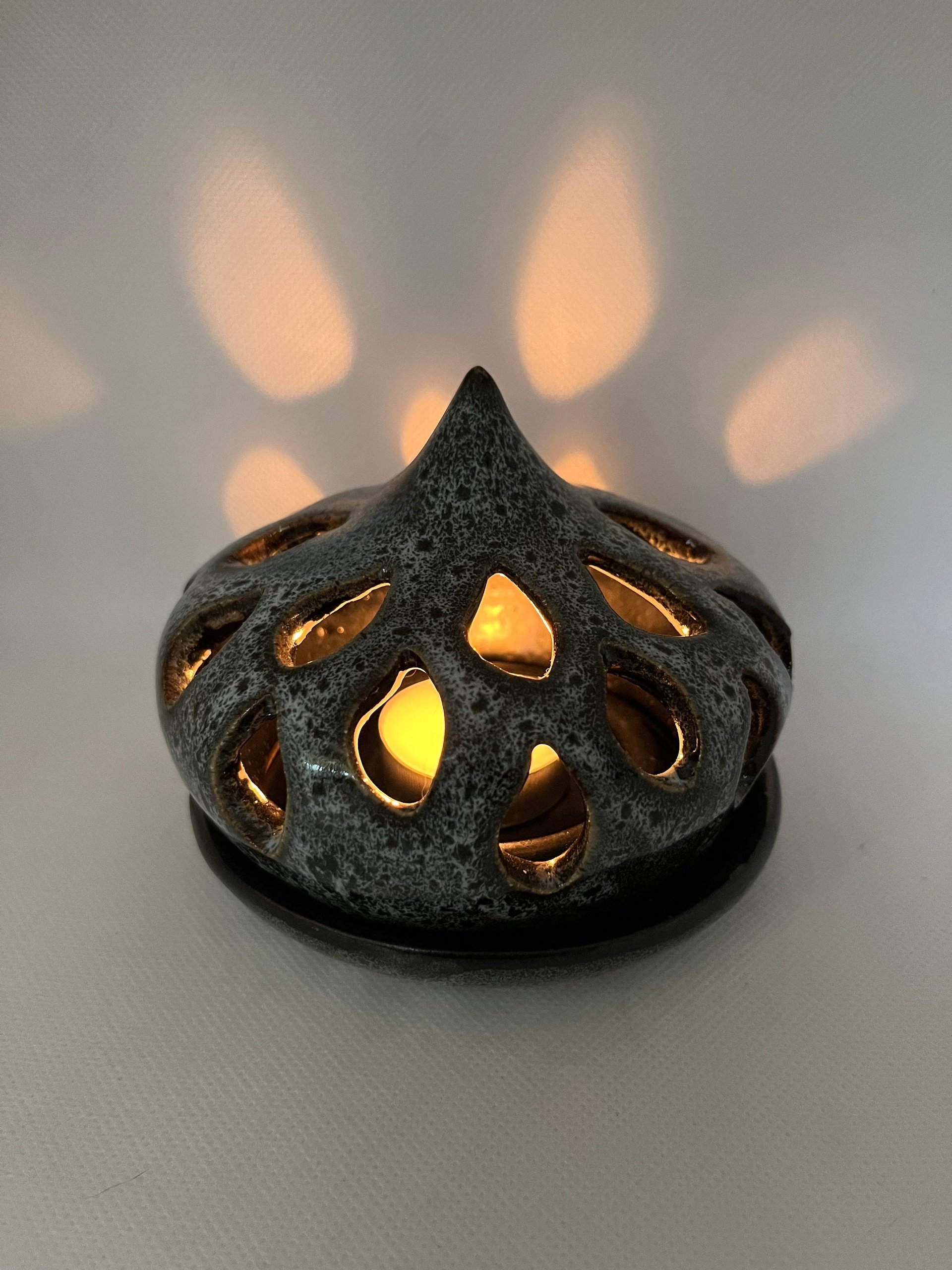 Hand Carved Black and White Luminary