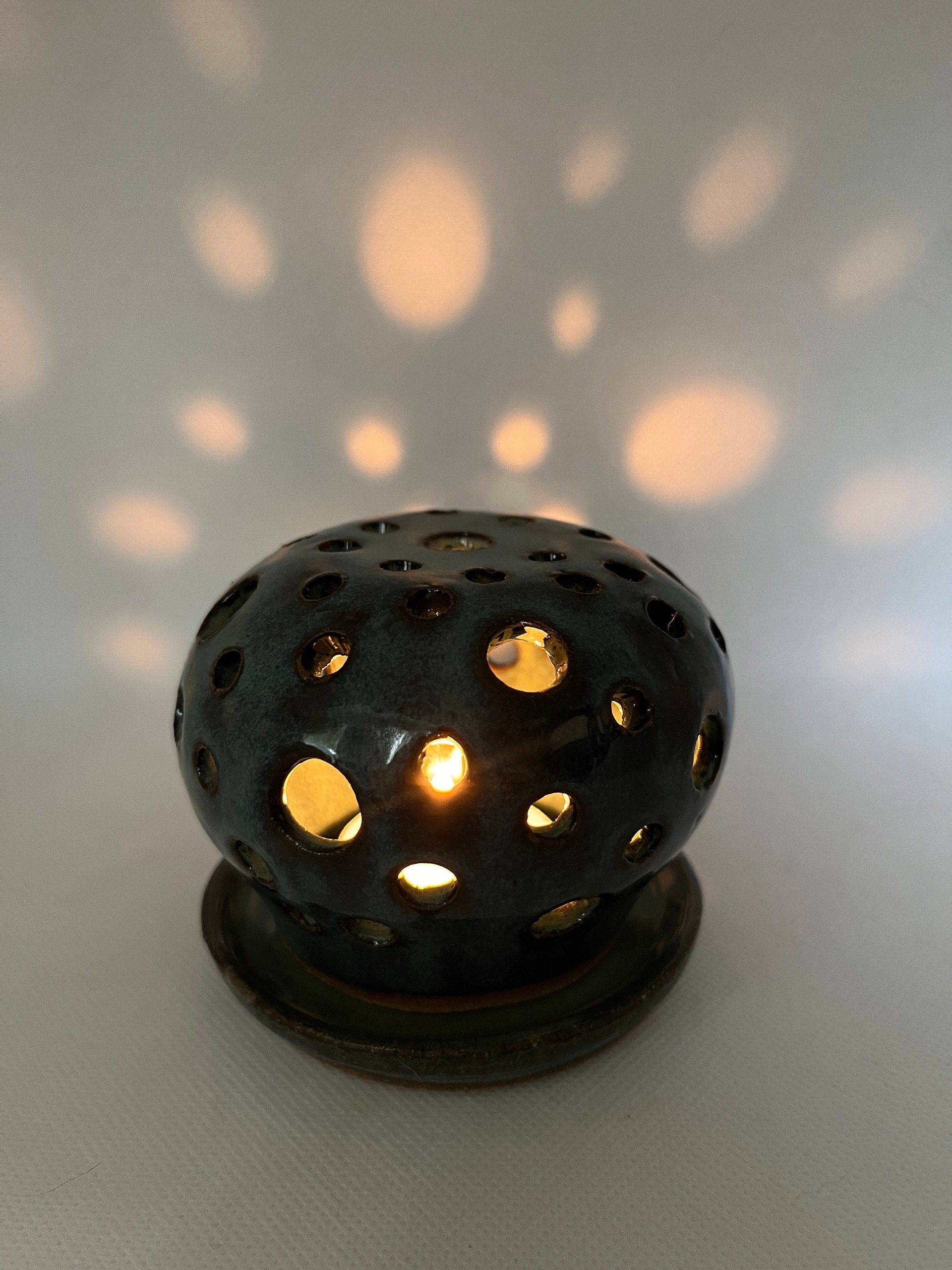 Hand Carved Blue-Green Luminary